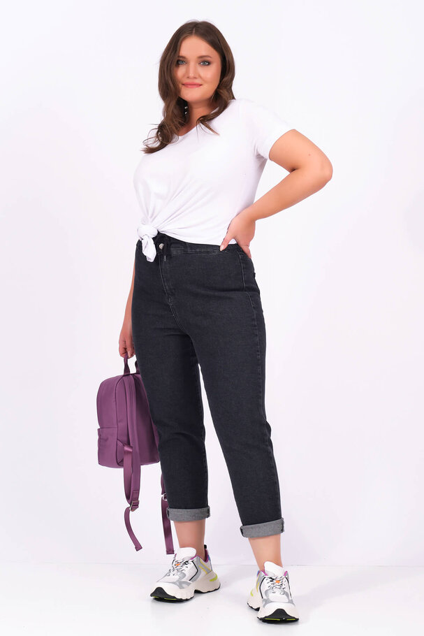 BELİ LASTİKLİ MOM JEAN
