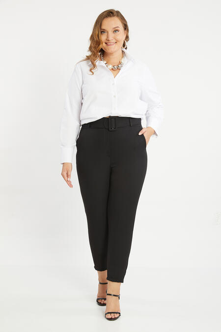 Büyük Moda - KEMERLİ HAVUÇ KUMAŞ PANTOLON (1)
