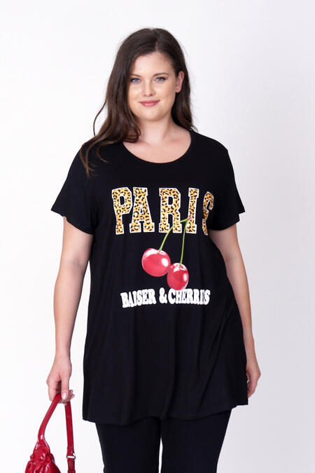 Büyük Moda - KİRAZ BASKILI T-SHIRT Büyük Moda - KİRAZ BASKILI T-SHIRT