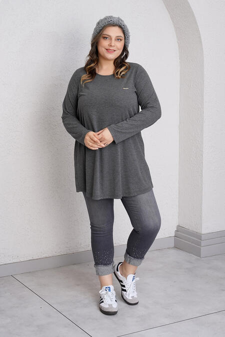 Büyük Moda - FİTİLLİ PENYE BLUZ (1) Büyük Moda - FİTİLLİ PENYE BLUZ (1)