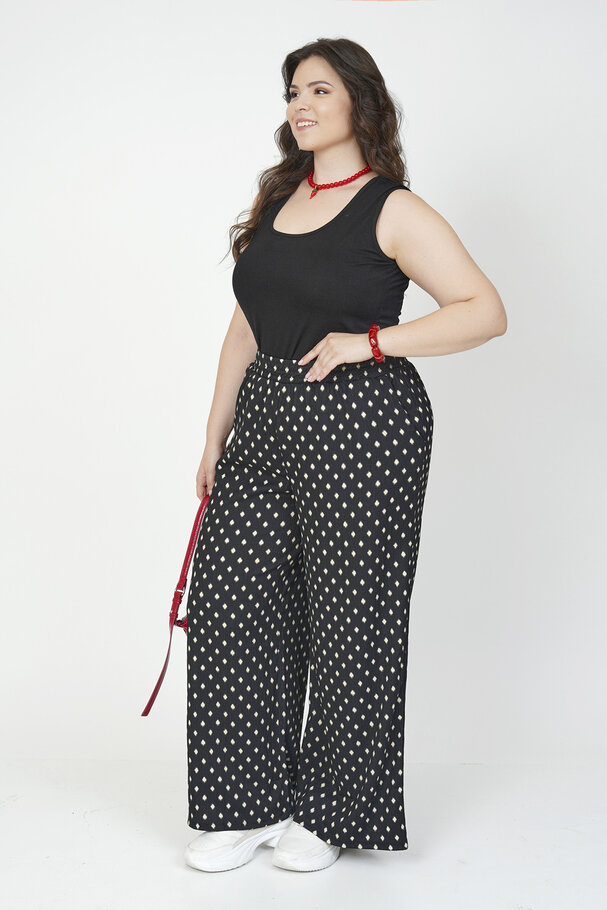 BELİ LASTİKLİ DESENLİ RAHAT PANTOLON