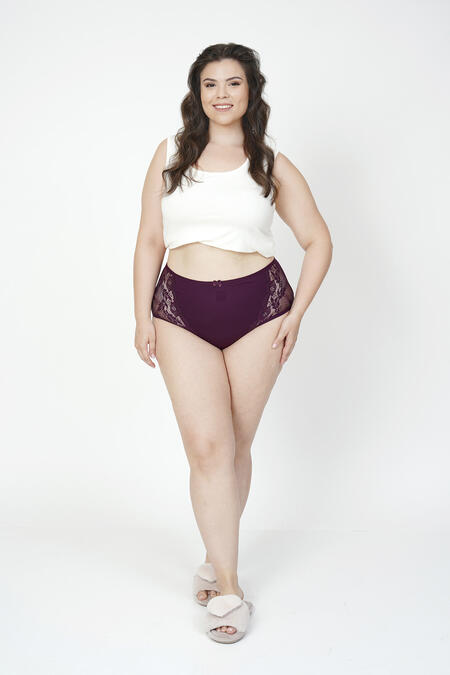 54793 - PAMUKLU DANTEL DETAYLI YÜKSEK BEL KÜLOT