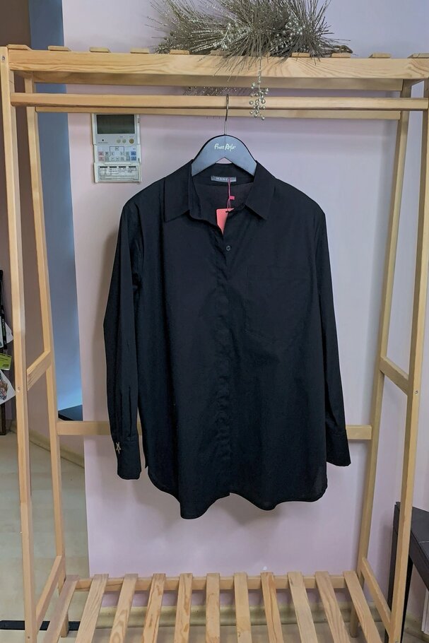 ACCESSORY BUTTON STRETCH POPLIN SHIRT