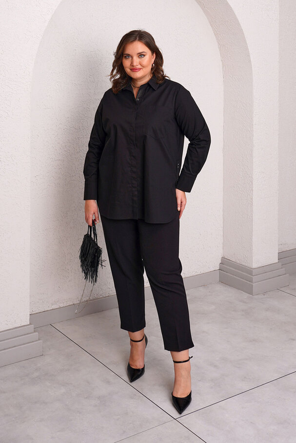 ACCESSORY BUTTON STRETCH POPLIN SHIRT