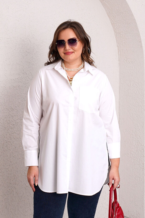 ACCESSORY BUTTON STRETCH POPLIN SHIRT