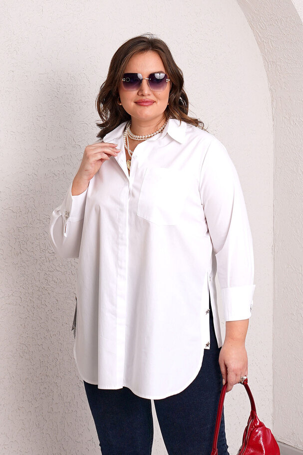 ACCESSORY BUTTON STRETCH POPLIN SHIRT