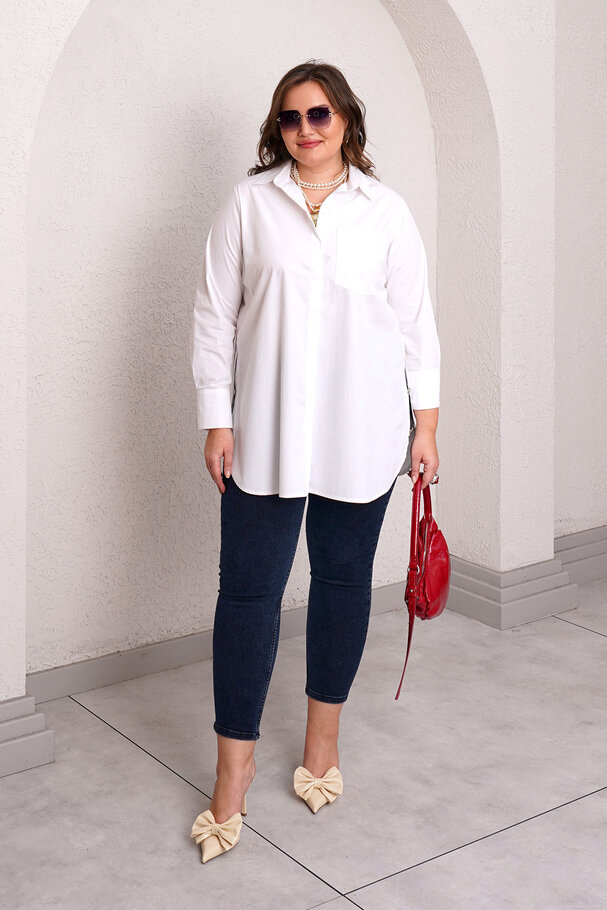 ACCESSORY BUTTON STRETCH POPLIN SHIRT