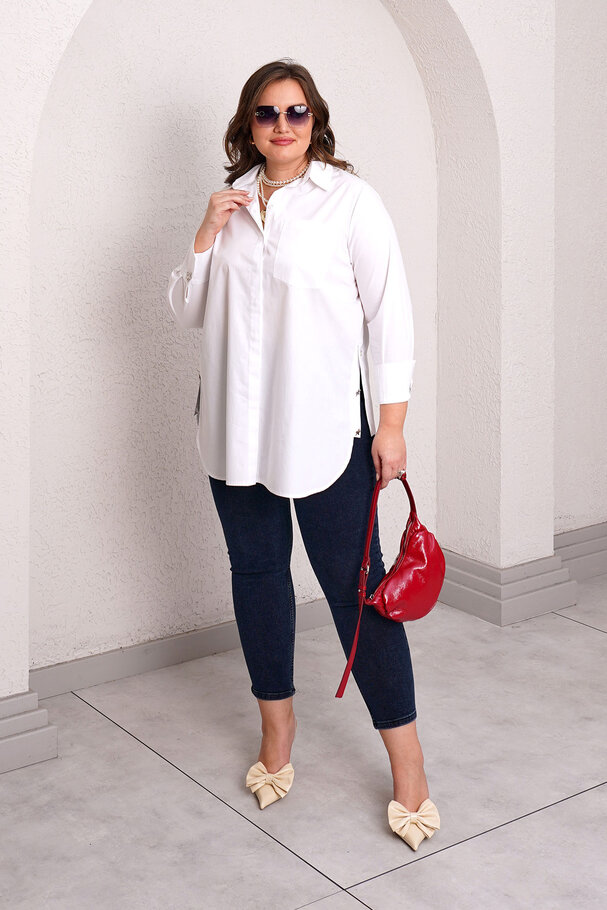 ACCESSORY BUTTON STRETCH POPLIN SHIRT