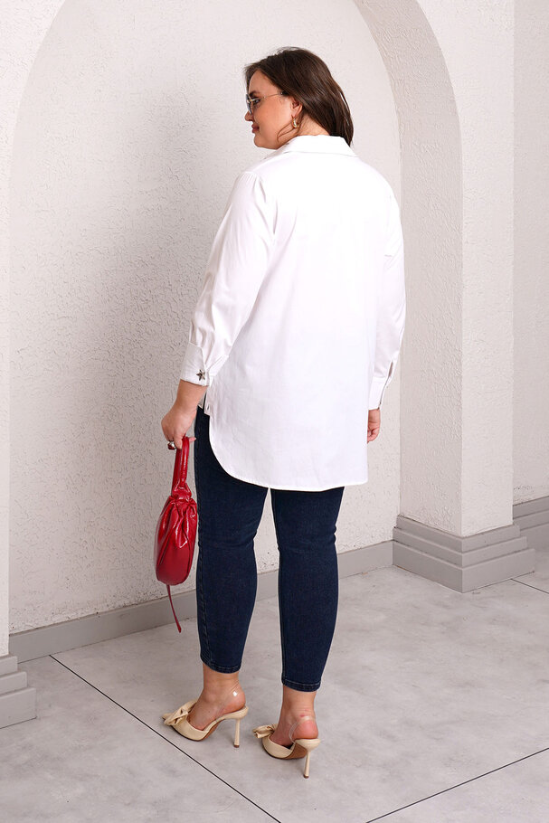 ACCESSORY BUTTON STRETCH POPLIN SHIRT