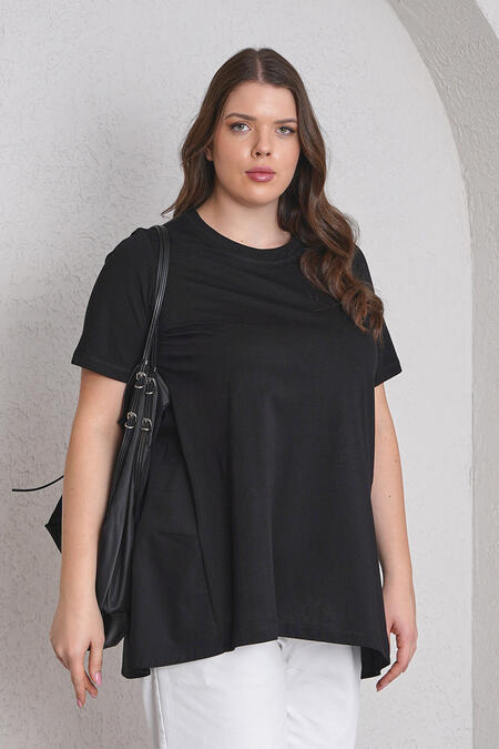 54076 - ARKASI POPLİN DETAYLI TİŞÖRT