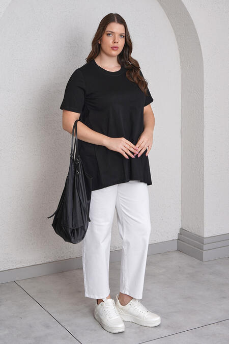  - ARKASI POPLİN DETAYLI TİŞÖRT (1)