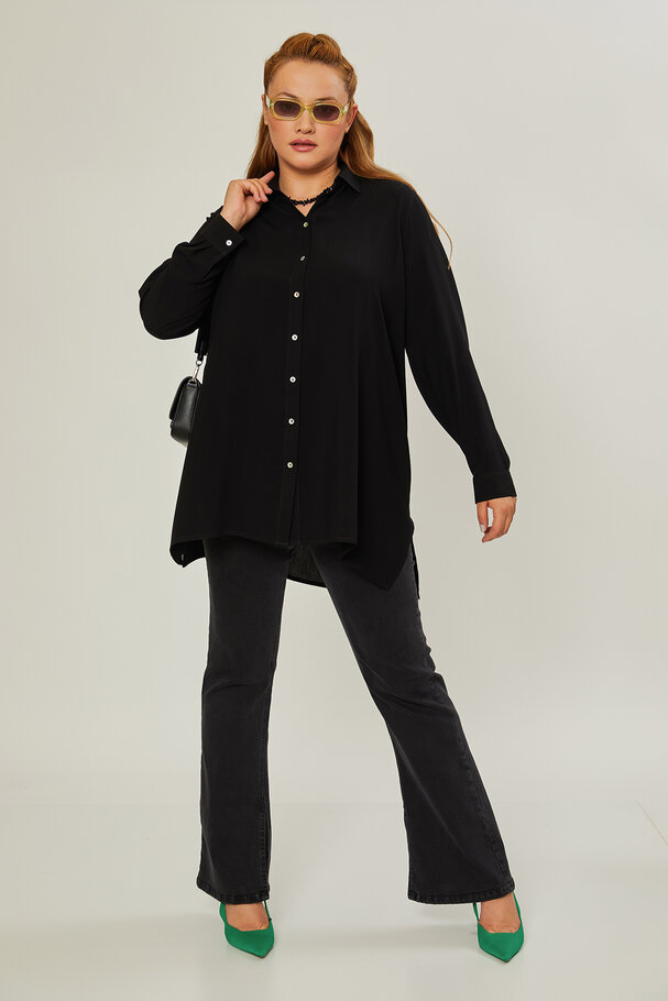 ASYMMETRIC VISCOSE TUNIC SHIRT