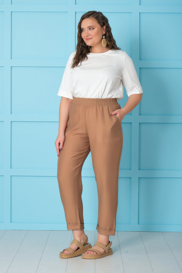 BELİ LASTİKLİ KETEN PANTOLON