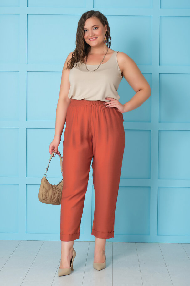 BELİ LASTİKLİ KETEN PANTOLON
