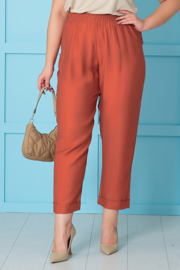 BELİ LASTİKLİ KETEN PANTOLON