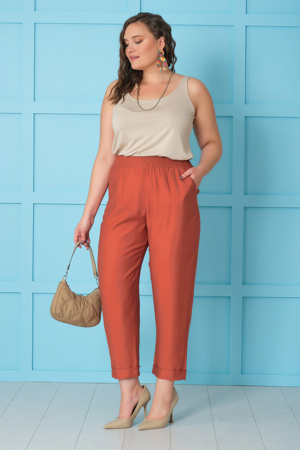 BELİ LASTİKLİ KETEN PANTOLON