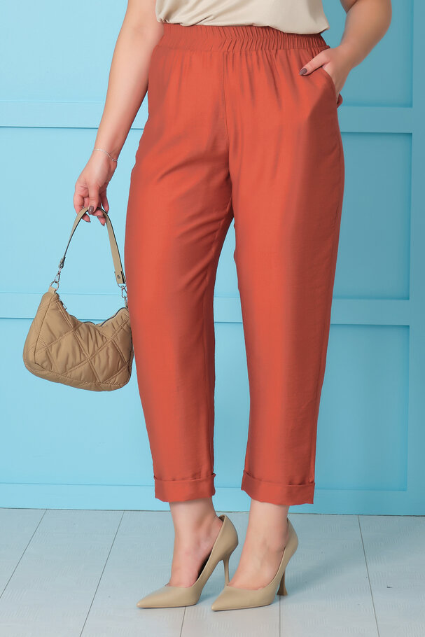 BELİ LASTİKLİ KETEN PANTOLON