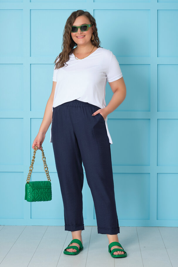 BELİ LASTİKLİ KETEN PANTOLON