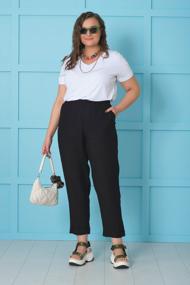 BELİ LASTİKLİ KETEN PANTOLON