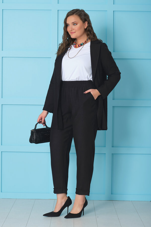 BELİ LASTİKLİ KETEN PANTOLON