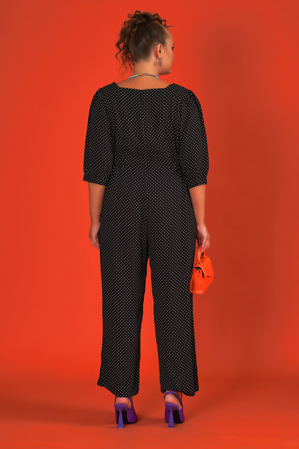 BELTED POLKA DOT JUMPSUIT