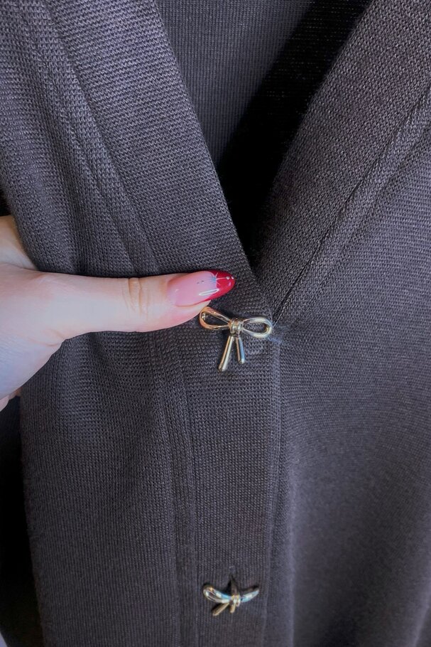 BOW-DETAIL KNIT CARDIGAN