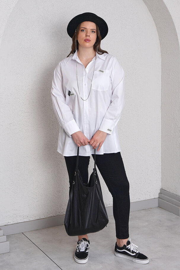 ARMA DETAYLI LİKRALI POPLİN GÖMLEK