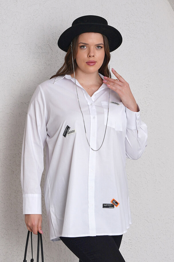 ARMA DETAYLI LİKRALI POPLİN GÖMLEK