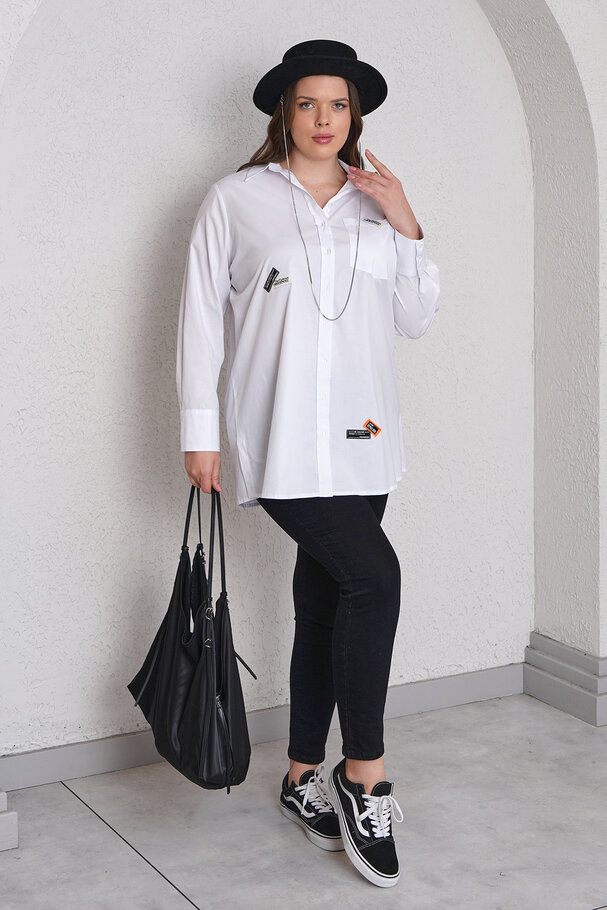 ARMA DETAYLI LİKRALI POPLİN GÖMLEK