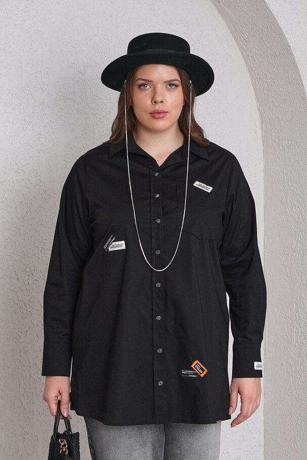 ARMA DETAYLI LİKRALI POPLİN GÖMLEK