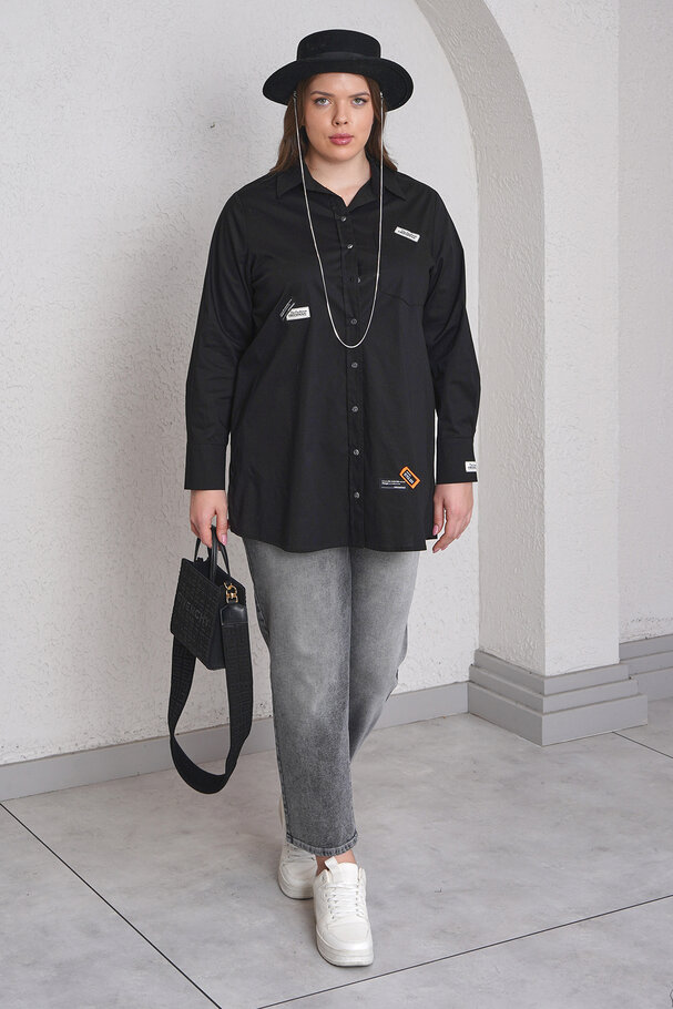 ARMA DETAYLI LİKRALI POPLİN GÖMLEK