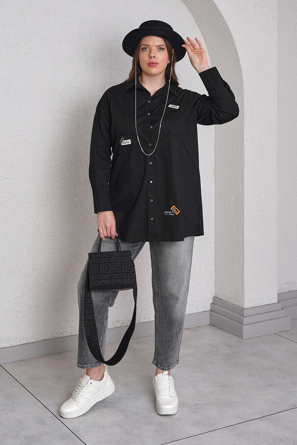 ARMA DETAYLI LİKRALI POPLİN GÖMLEK