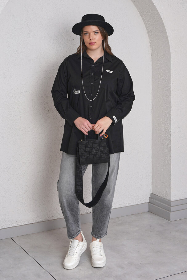 ARMA DETAYLI LİKRALI POPLİN GÖMLEK