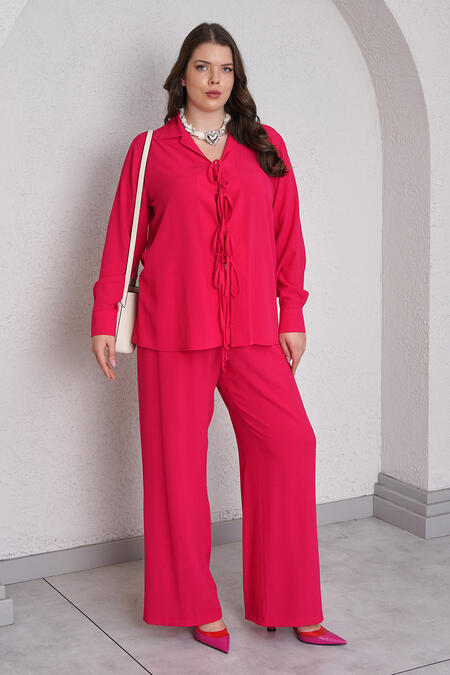 Büyük Moda - BAĞCIK DETAYLI BÜRÜMCÜK ALT - ÜST TAKIM