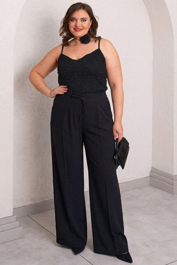 BAĞCIKLI GENİŞ PAÇA KREP PANTOLON