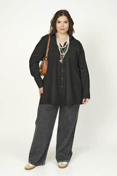 Büyük Moda - BASIC LİKRALI POPLİN GÖMLEK
