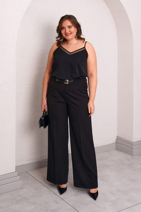 54713 - BELİ KEMERLİ BOL PAÇA PANTOLON