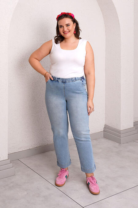 54663 - BELİ LASTİKLİ MOM JEAN