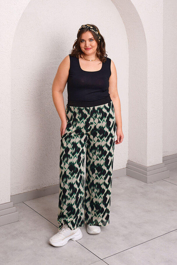 BELİ LASTİKLİ ŞİFON DÖKÜMLÜ PANTOLON