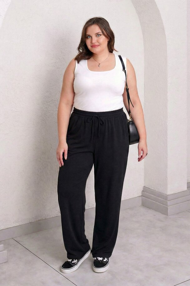 BELİ LASTİKLİ ve BAĞCIKLI GENİŞ PAÇA MODAL PANTOLON