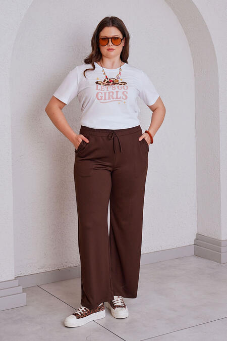 Büyük Moda - BELİ LASTİKLİ ve BAĞCIKLI GENİŞ PAÇA MODAL PANTOLON (1)
