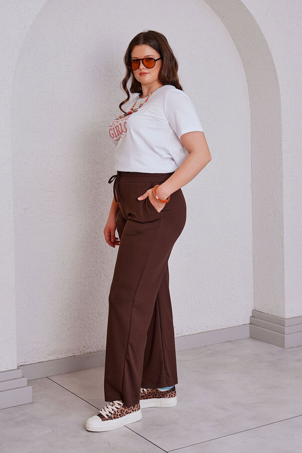 BELİ LASTİKLİ ve BAĞCIKLI GENİŞ PAÇA MODAL PANTOLON