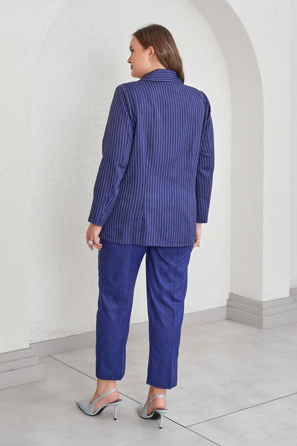 ÇİZGİLİ BLAZER CEKET - PANTOLON TAKIM 