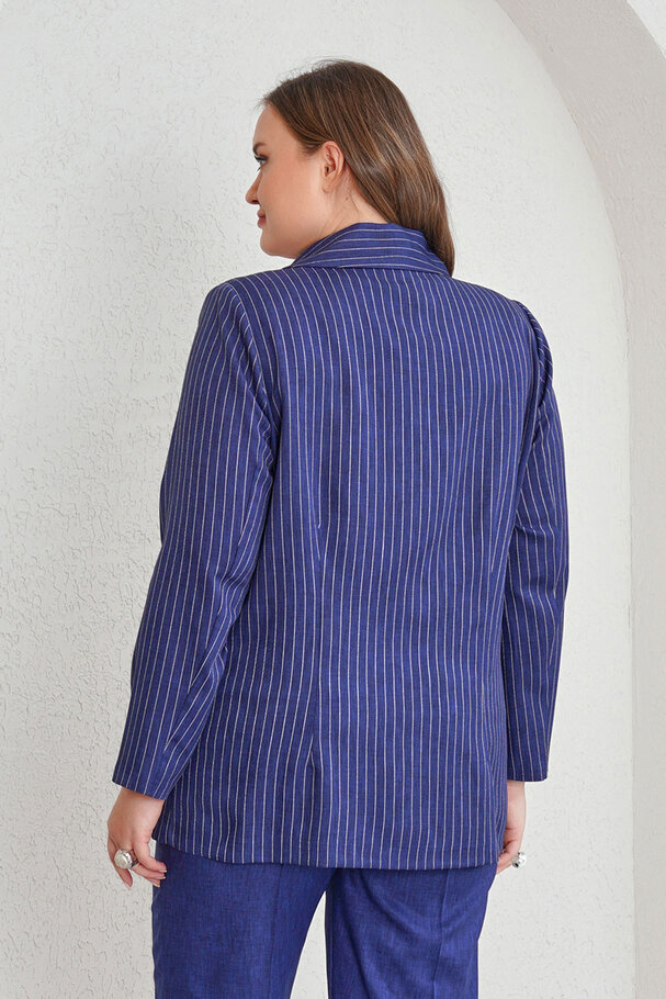 ÇİZGİLİ BLAZER CEKET - PANTOLON TAKIM 