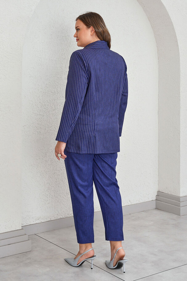 ÇİZGİLİ BLAZER CEKET - PANTOLON TAKIM 