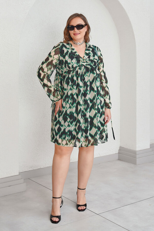 DESENLİ ŞİFON ELBİSE