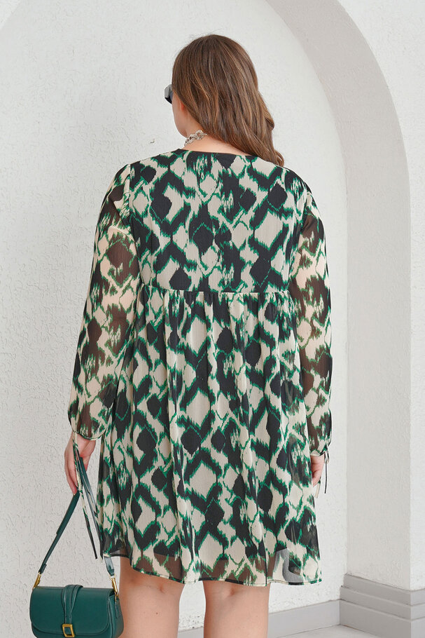 DESENLİ ŞİFON ELBİSE