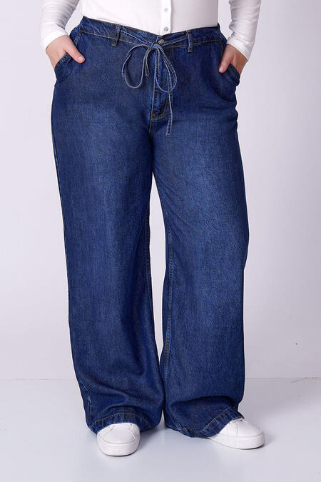 Büyük Moda - DÖKÜMLÜ BOL PAÇA JEAN PANTOLON (1)