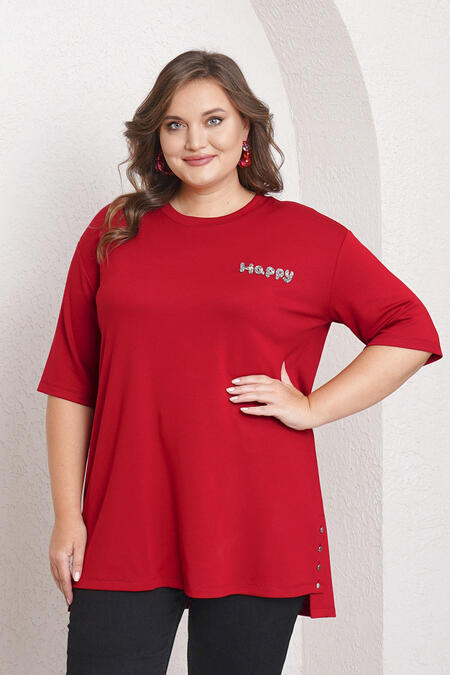 54085 - HAPPY TAŞ BASKILI MODAL TİŞÖRT