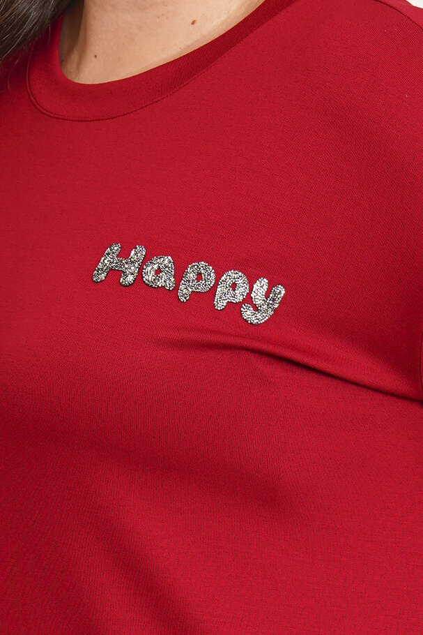 HAPPY TAŞ BASKILI MODAL TİŞÖRT